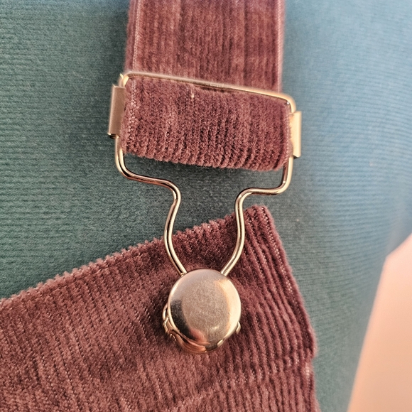 Custom handmade grey corduroy front buttoned overalls midi skirt size 2 US. - Picture 5 of 7
